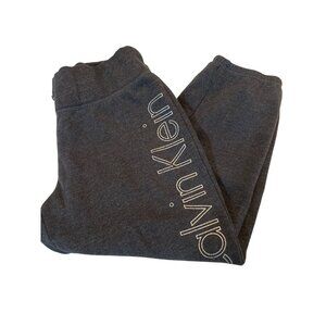 Womens Small Calvin Klein Gray Fleece Jogger Knee Length Sweats Logo